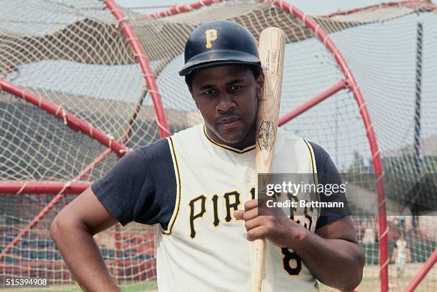 Baseball Player Willie Stargell Holding Baseball Bat