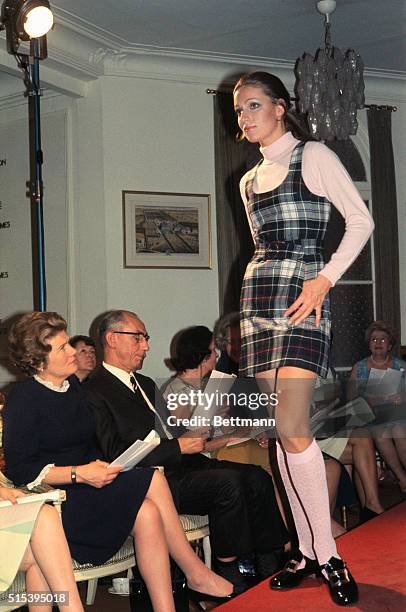 Paris: The new Winter Collection of 1969/70 of Burberrys and Scotch-House is presented for the first time October 7th before Mrs. Christopher Soames,...