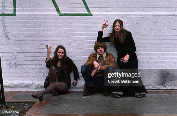 Toronto, Canada: Tisa Farrow , sister of Mia Farrow and daughter of Maureen O'Sullivan, shown with costars Don Scardinao, and Trudy Young on set of...