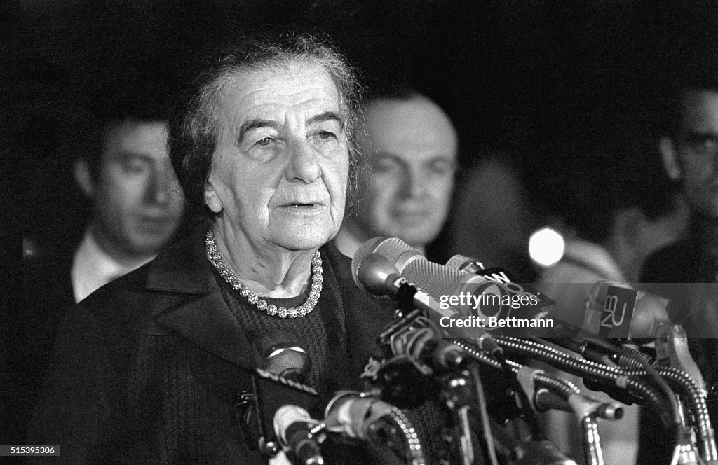 Golda Meir Speaks at Press Conference