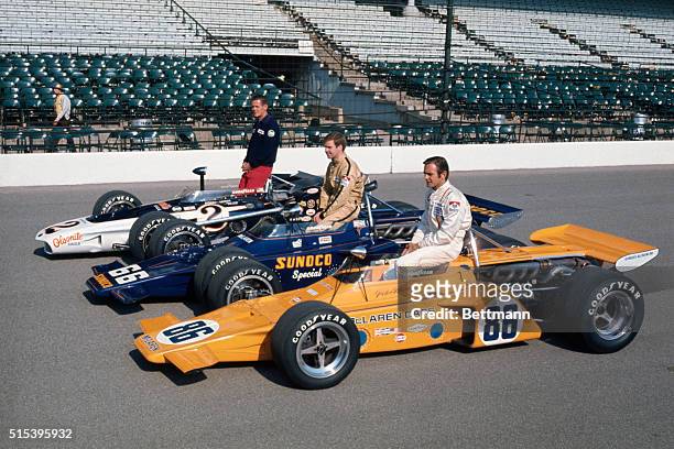 Indianapolis, Indiana: Qualifying speeds, cars and driver are : Bobby Unser, 1968 winner, of Albuquerque, New Mexico, in a Gurney-Eagle at 175.816...