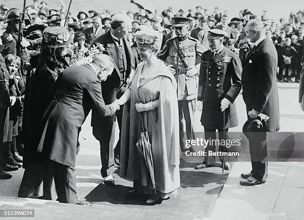 Britain's King George Vth and Queen Mary seen in Brussels during their State Visit to Belgium.