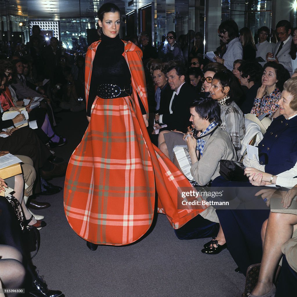 Model Wearing Plaid Skirt and Coat
