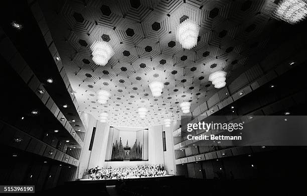 National Symphony Orchestra, under the baton of Music director Antal Dorati, rehearses for the first time in the concert hall at the Kennedy Center...