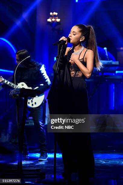 Ariana Grande" Episode 1698 -- Pictured: Musical guest Ariana Grande performs on March 12, 2016 --