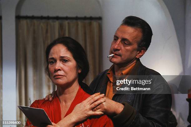 Granada, Spain: Academy Award nominee George C. Scott here consoles Colleen Dewhurst , who plays a friendly prostitute in a scene from MBM's The Last...