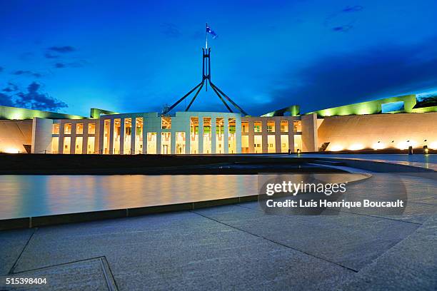 parliament and the night - canberra stock pictures, royalty-free photos & images