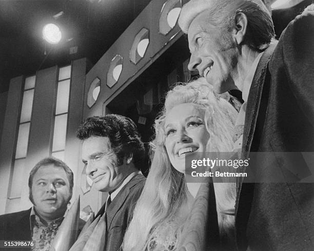 Award winners, left to right, Roy Clark, Merle Haggard, Dolly Parton, and Porter Wagoner are shown here at the Country Music Association annual...