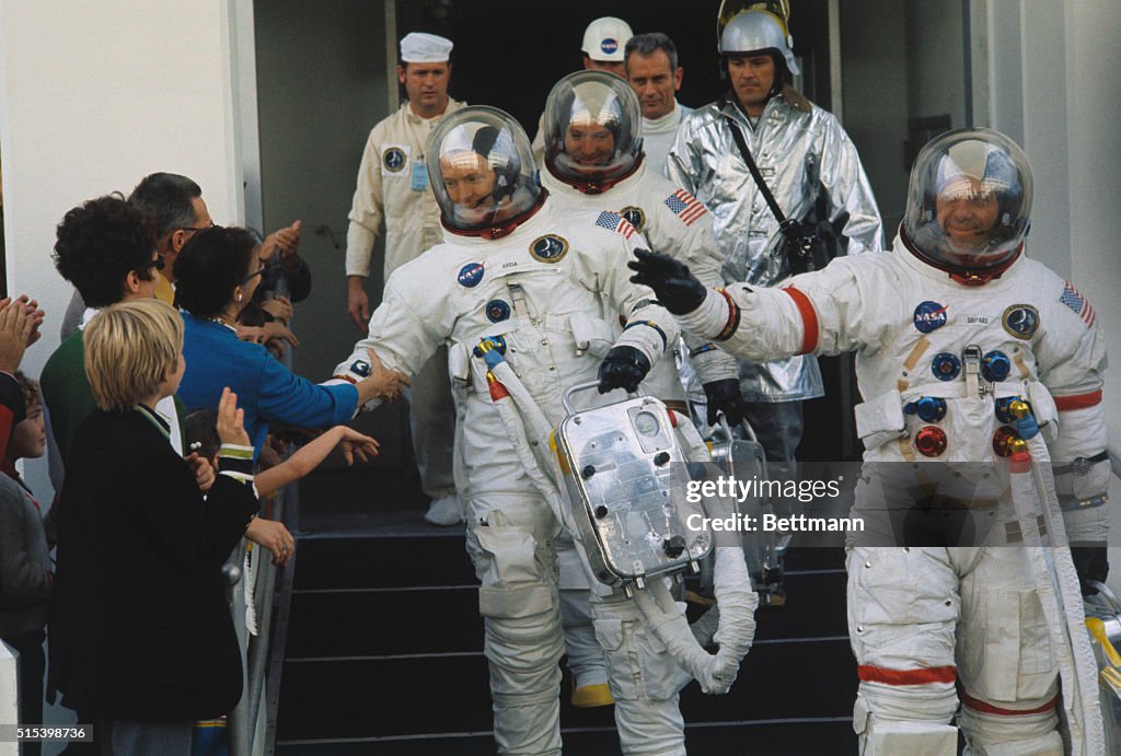 Apollo Rockets Family The three Apollo 14 astronauts greet their families and friends as ...