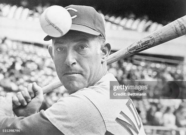 Pittsburgh, Pa.: Reds Manager Sparky Anderson relaxes his nerves by taking batting practice with the players. Anderson, a rookie manager, needs just...