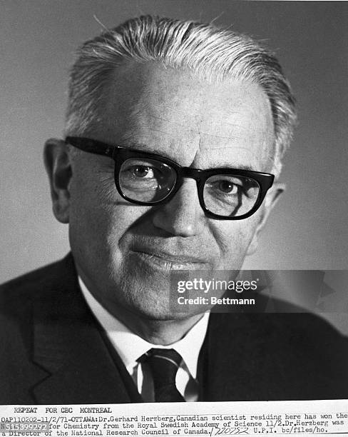 Dr. Gerhard Herzberg, Canadian scientist residing here has won the Nobel Prize for Chemistry from the Royal Swedish Academy of Science November 2nd....