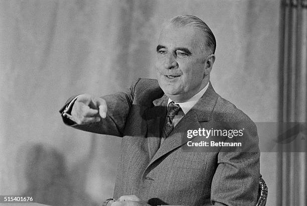 French President Georges Pompidou is shown during a press conference, his fifth since taking office two years ago, at the Elysee Palace here....
