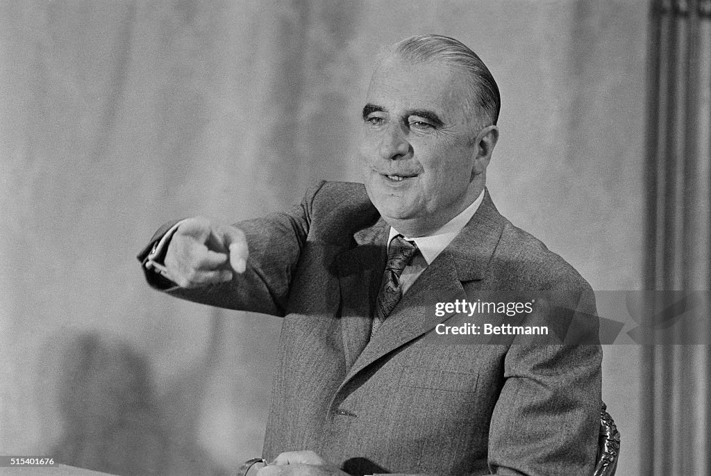 President Pompidou Gesturing During Speech