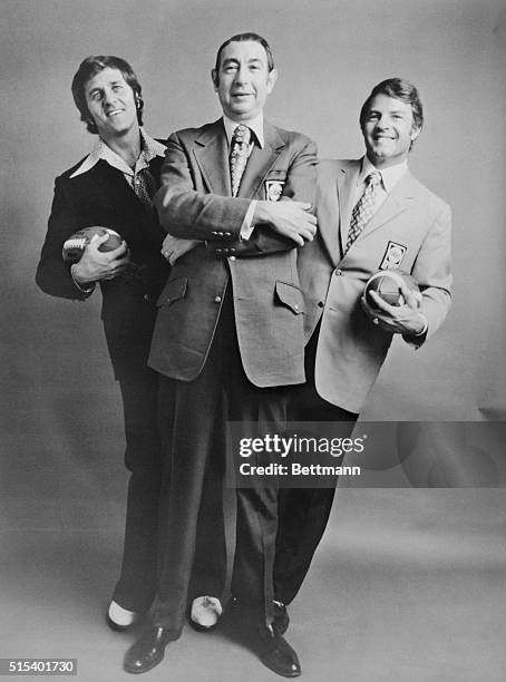 Don Meredith, Howard Cosell and Frank Gifford are shown in this photo together. They are sportscasters for the ABC Broadcasting NFL Monday Night...