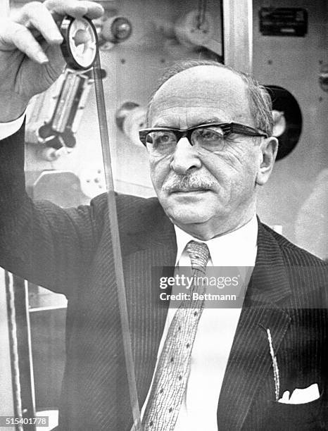 Nobel Prize Winner. Stamford, Connecticut: Dr. Dennis Gabor at work in CBS laboratories in 1969. Professor Gabor, a British scientist working in the...