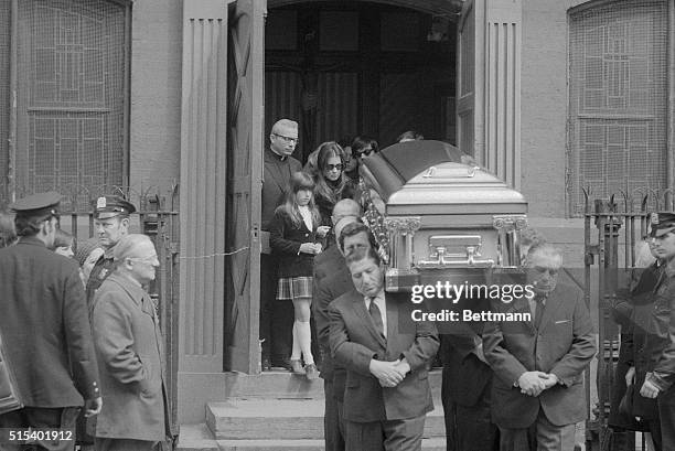 His widow, Sina , and her daughter, Lisa, , follow close behind the casket of slain Brooklyn Mafia leader Joseph "Crazy Joe" Gallo following funeral...