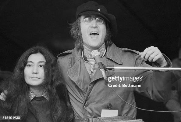 John Lennon and Yoko Ono at Antiwar Rally John Lennon and Yoko Ono at Antiwar Rally