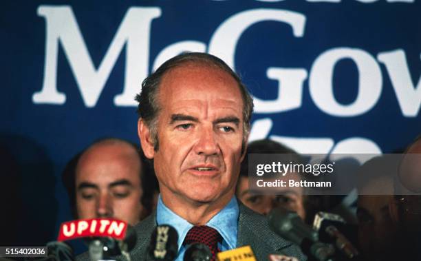 New York: Senator George McGovern makes speech during opening day of his bid for New York Primary campaign for Democratic Presidential Nomination at...