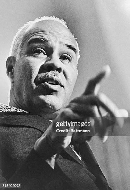 Executive Director Roy Wilkins makes a point during a news conference at Cobo Hall late 7/7 as the 63rd annual NAACP convention finished up...