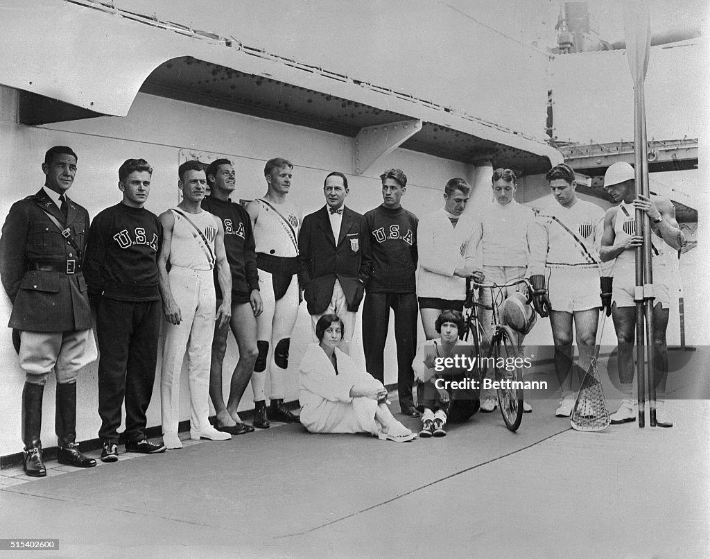 American Olympic Team Posing on Liner