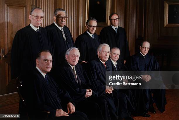 This formal portrait of the U.S. Supreme Court Justices was made as the membership changed. Justices Powell and Rehnquist both took their seats on...
