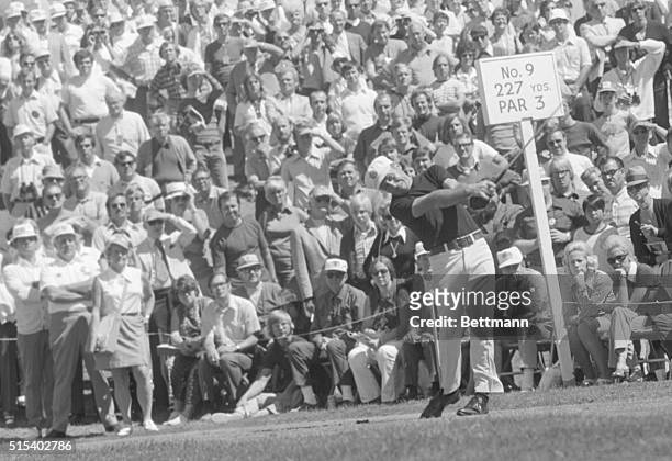 Birmingham, Michigan: Gary Player, Macon, Georgia, drives off the ninth tee during the second round play 8/4, of the 54th PGA championships.