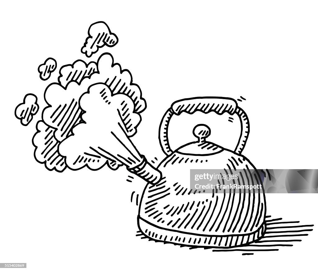 Boiling Water Steam Teapot Drawing