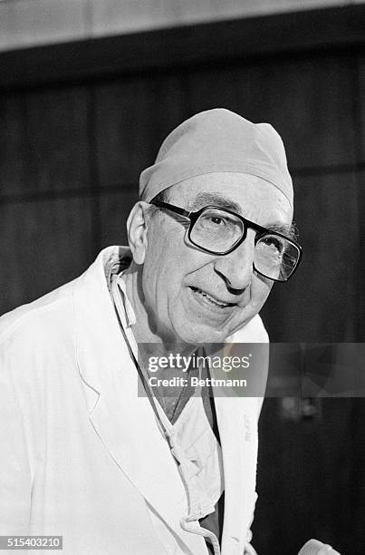 Minister of Health, Boris V. Petrovsky, , on tour of Houston's Methodist Hospital here, is seen with heart surgeon Dr. Michael DeBakey, , as they...