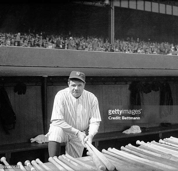 Babe Ruth during the Yankees' season opener at Yankee Stadium.