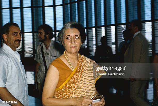 New Delhi, India: Losing her seat in Parliament, Madame Indira Gandhi is expected to resign with her Congress Party, in power since 1947, trailing...