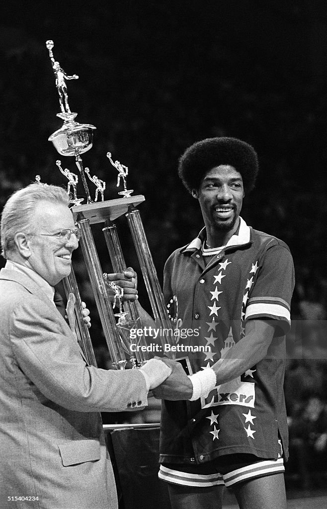 Julius Erving Receiving MVP Award at All Star Game
