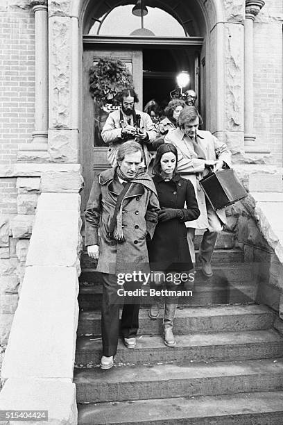 Claudine Longet and Andy Williams. Aspen Colorado: Singer Andy Williams, escorts Claudine Longet down the stairs of Aspen's courthouse here January...