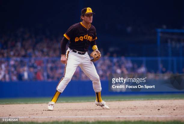 Third baseman Graig Nettles of the San Diego Padres waits for the play at third during the World Series against the Detroit Tigers at Tiger Stadium...