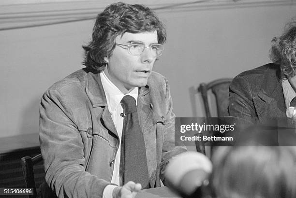 Former CIA agent Philip Agee makes brief appearance at press conference here 11/29, when he announced he had appealed against deportation notice...
