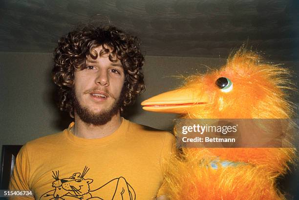 Worcester, Mass.: Detroit Tigers pitcher Mark Fidrych, at home with "a friend." The 21-year-old right hander is a top contender for the American...