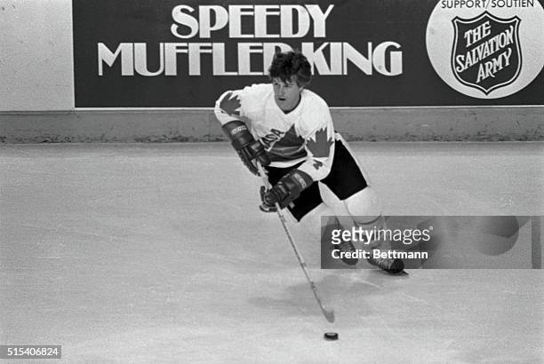 Team Canada's Bobby Orr controls the puck during the 1976 Canada Cup against the Soviets in Montreal, Quebec, Canada.