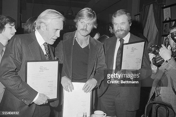 New York: The men responsible for the success of the movie All the President's Men are shown Jason Robards, Robert Redford and Alan Pakula at the New...