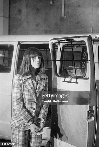 Leslie Van Houten, a member of the Charles Manson family cult, arriving at her retrial in Los Angeles 4/26. A retrial was called because of judicial...