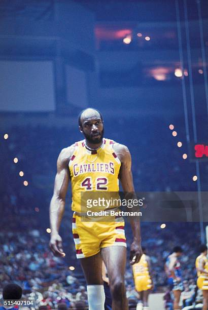 Nate Thurmond, of the Cleveland Cavaliers basketball team, is shown on the court in uniform during a game.