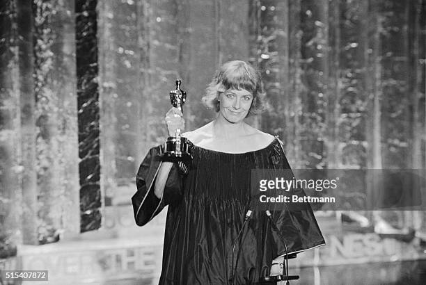 Vanessa Redgrave holds her Best Supporting Actress Oscar for her role in Julia, at the 50th annual Academy Awards presentation. Redgrave, a...