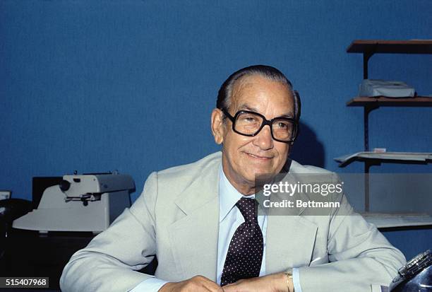 Santo Domingo, Dominican Republic: Antonio Guzman and Jocobo Majluta during press conference. May 1978.