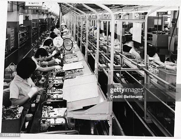 Tokyo, Japan- View of Sony Trinitron assembly lines.