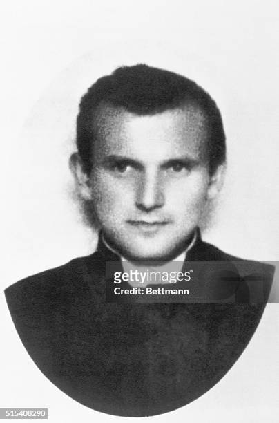 Waraw, Poland- Karol Wojtyla, the present Pope John Paul II, as a canon in 1945.