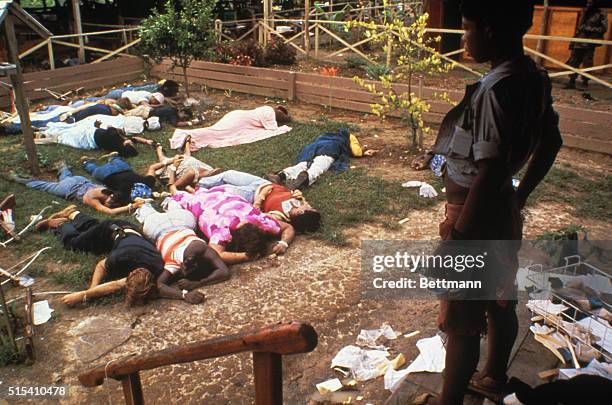 People's Temple Cult mass suicide at Jonestown, Guyana.