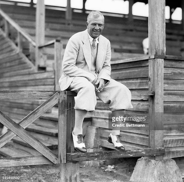 Tris Speaker, the former Big League star, and now manager of the Newark, New Jersey baseball team, as he was watching the Brooklyn Dodgers- Phillies...