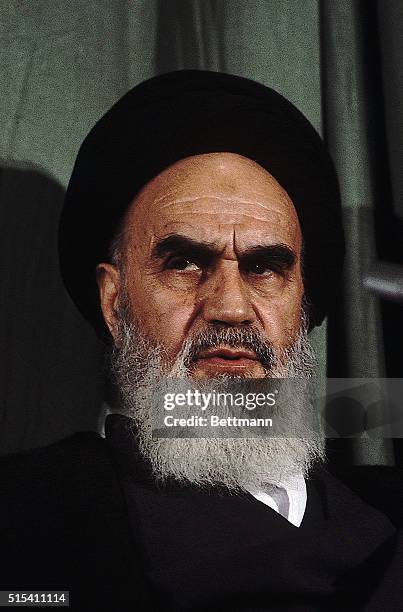 Ayatollah Khomeini in Tehran, Iran, after his return from exile in France.