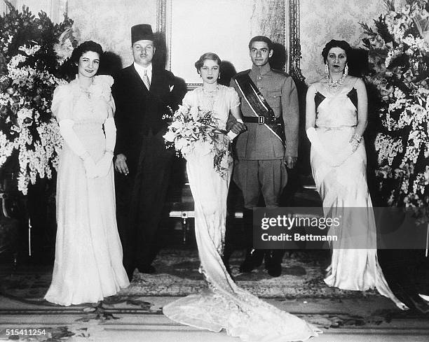 Cairo, Egypt- The wedding group taken after Princess Fawzia, 18-year-old sister of King Farouk of Egypt, and Crown Prince Mohamed Rida Chahbour of...