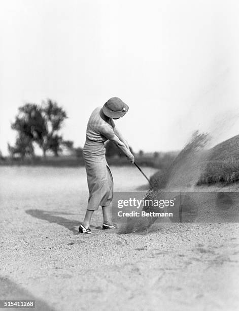 New York, NY-: Joyce Wethered, former English champ, is shown at Fresh Meadows playing her first round.