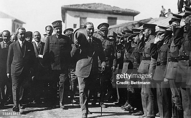 Constantinople, Turkey- His Excellency, Mustafa Kemal Pasha, head of the Turkish government, as he appeared while inspecting the troops of an...