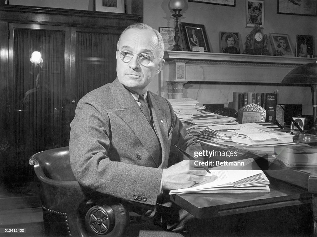 Harry S Truman Seated At Desk/Senator